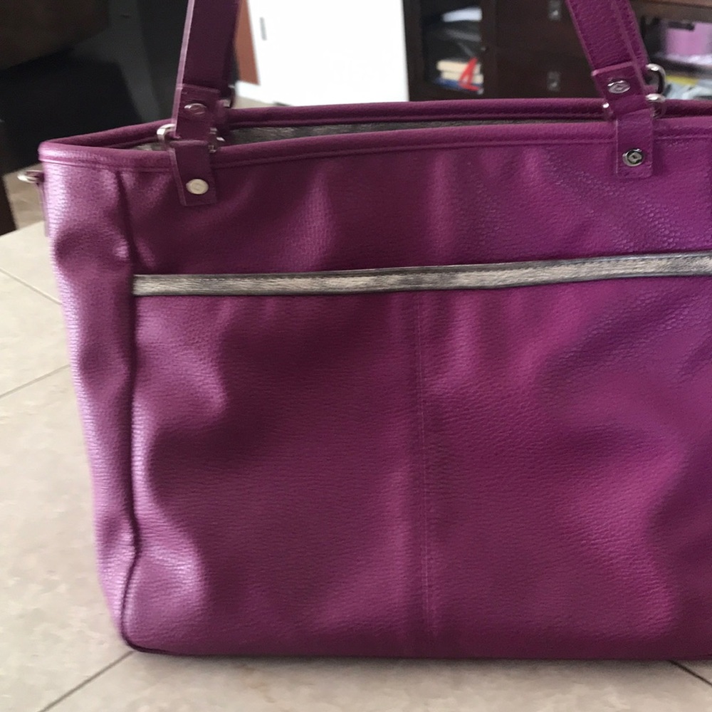 Purple and gold reversible Thirty one tote bag